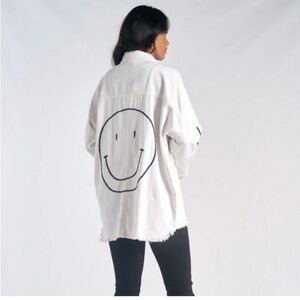 NWT ELAN White Smiley Face SHIRT / JACKET
